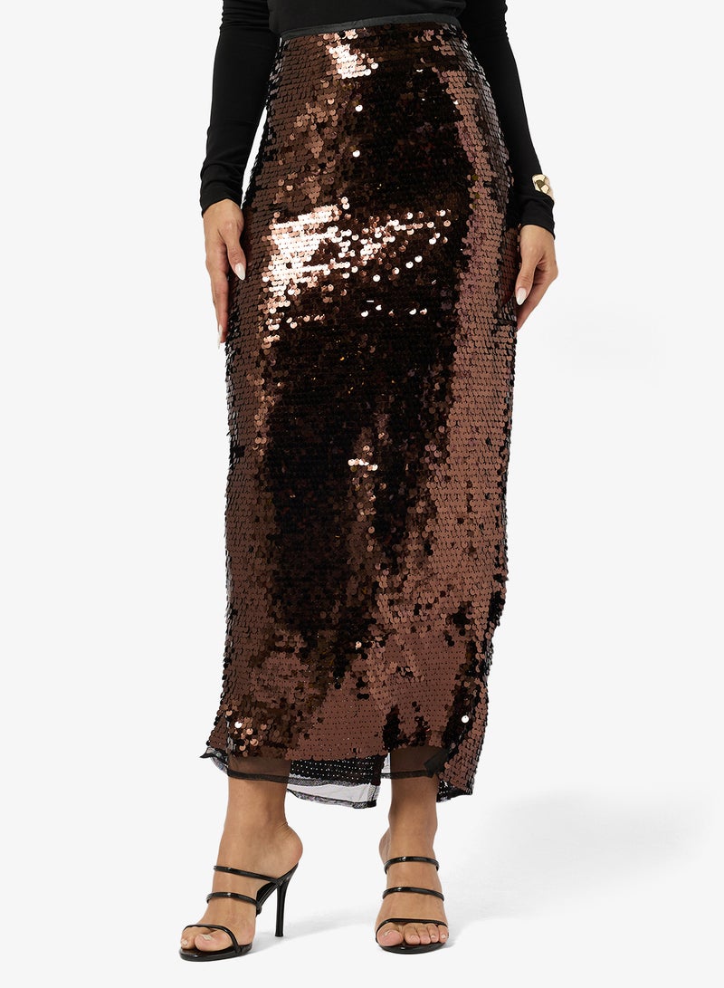 Ginger Sequin Column Midi Skirt - Image 1